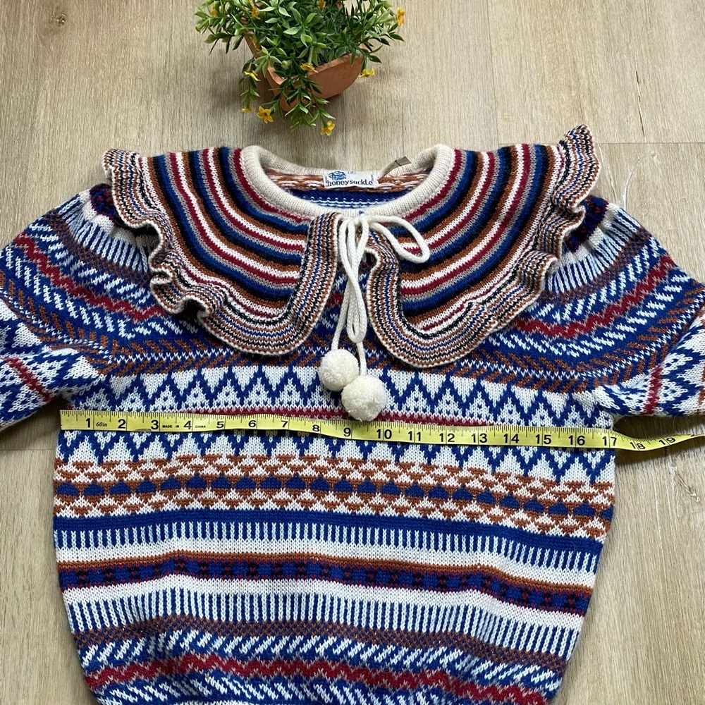 Vintage 70's Patterned Collared Sweater - Picture 7 of 9